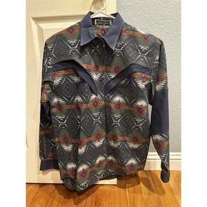 Vintage Adobe Rose Unisex Shirt Size Small Aztec Southwestern Button Up